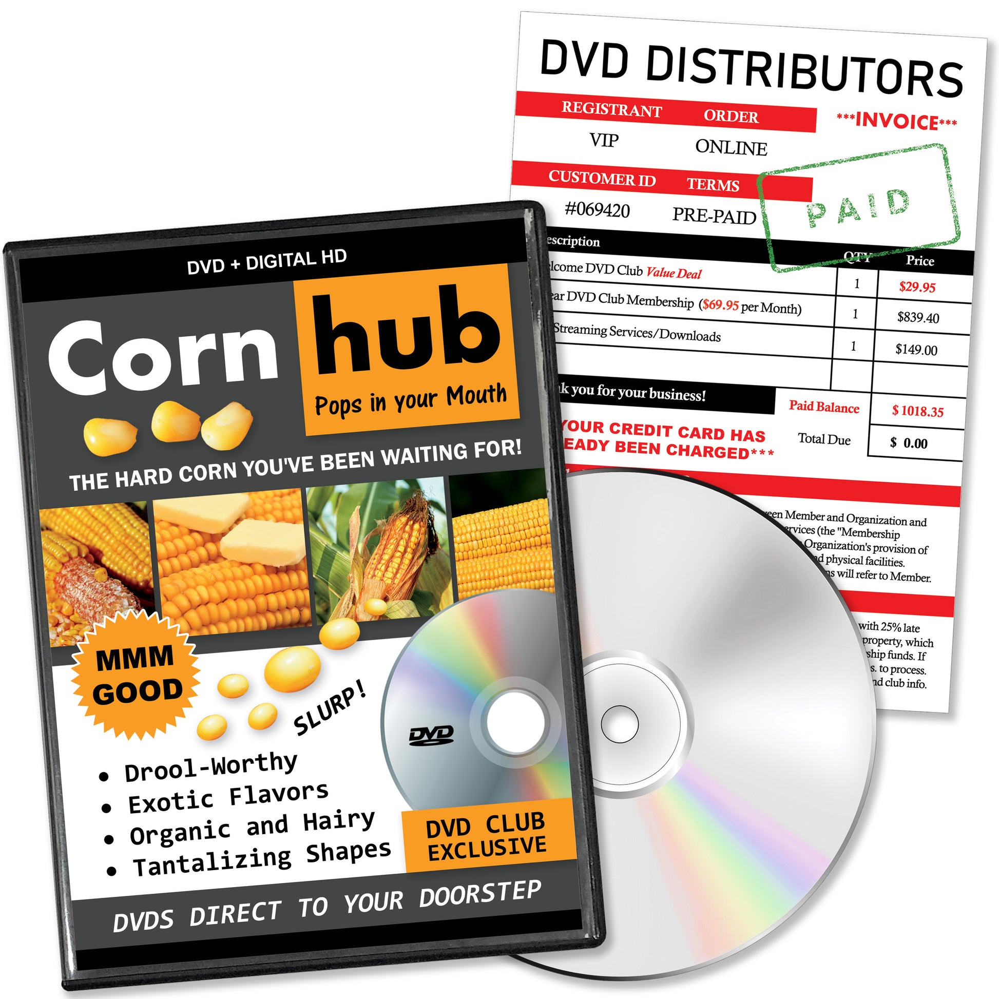 Corn Hub Prank Mail Joke Gag DVD Gift