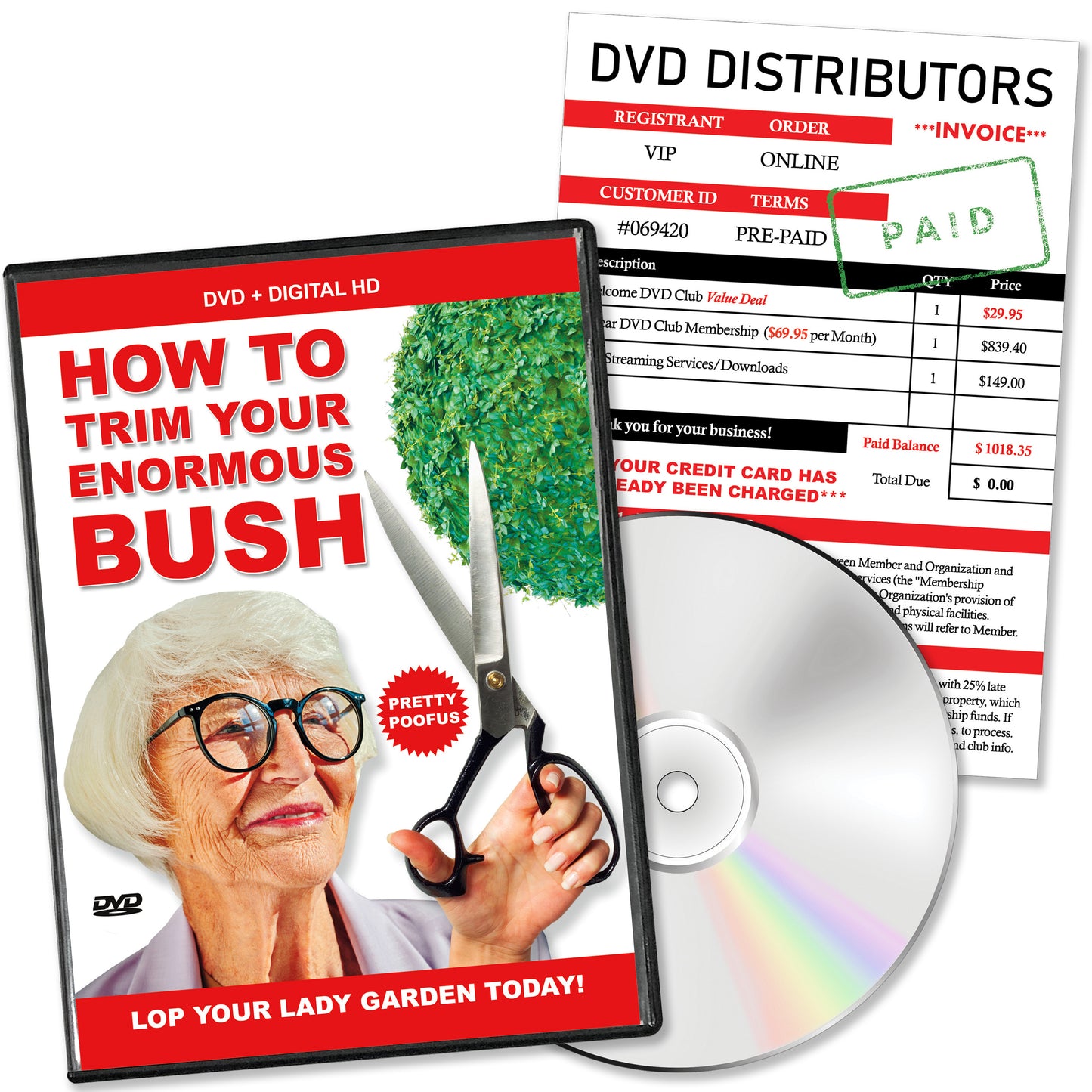 Trim Your Enormous Bush DVD Prank Mail