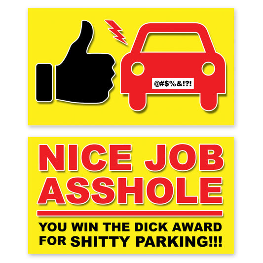 Nice Job Asshole Prank Parking Cards 50 Pack