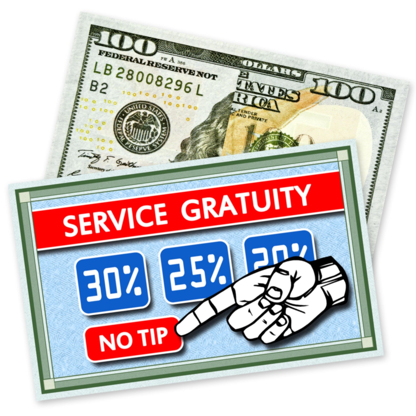 Service Gratuity No Tip Tipping Culture Prank Money Drop Cards