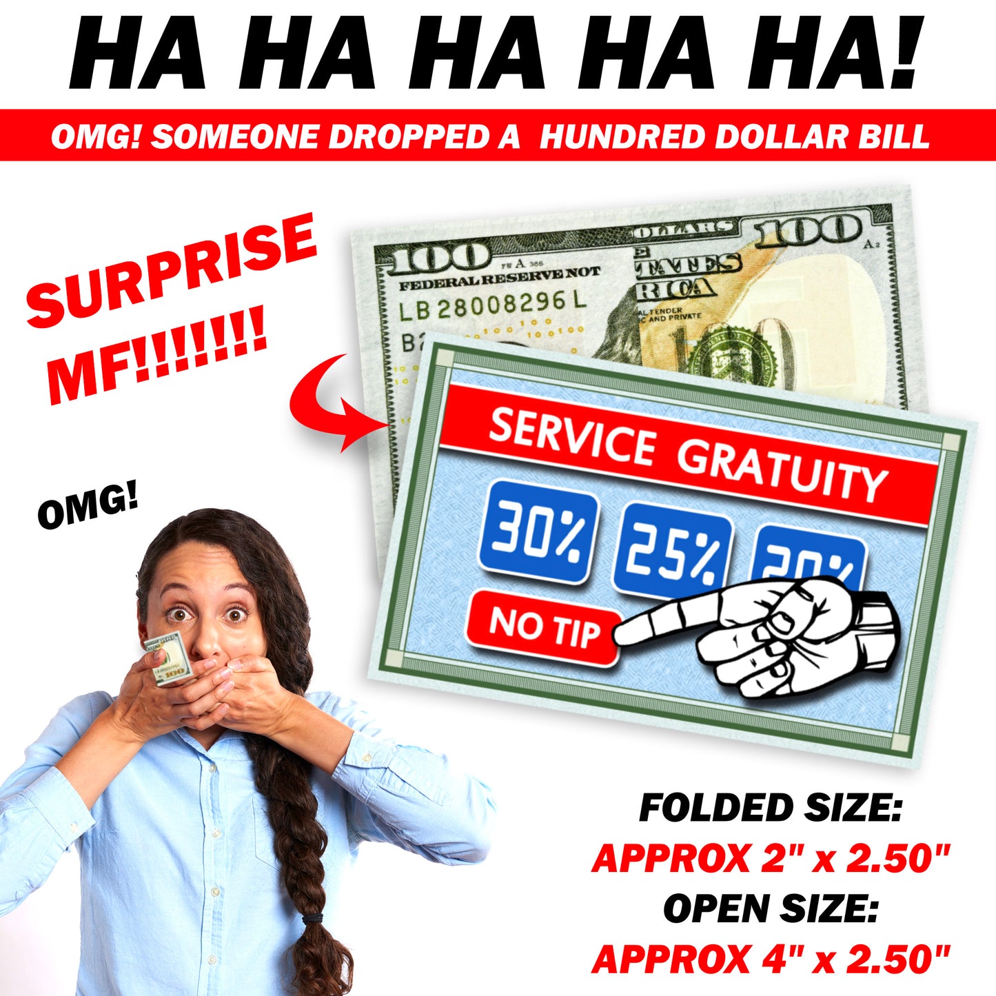 No Tip - Anti Tipping Culture - Zero Service Gratuity Fake Prank 100 Dollar Bills Money! 50 Qty! Troll Everyone!
