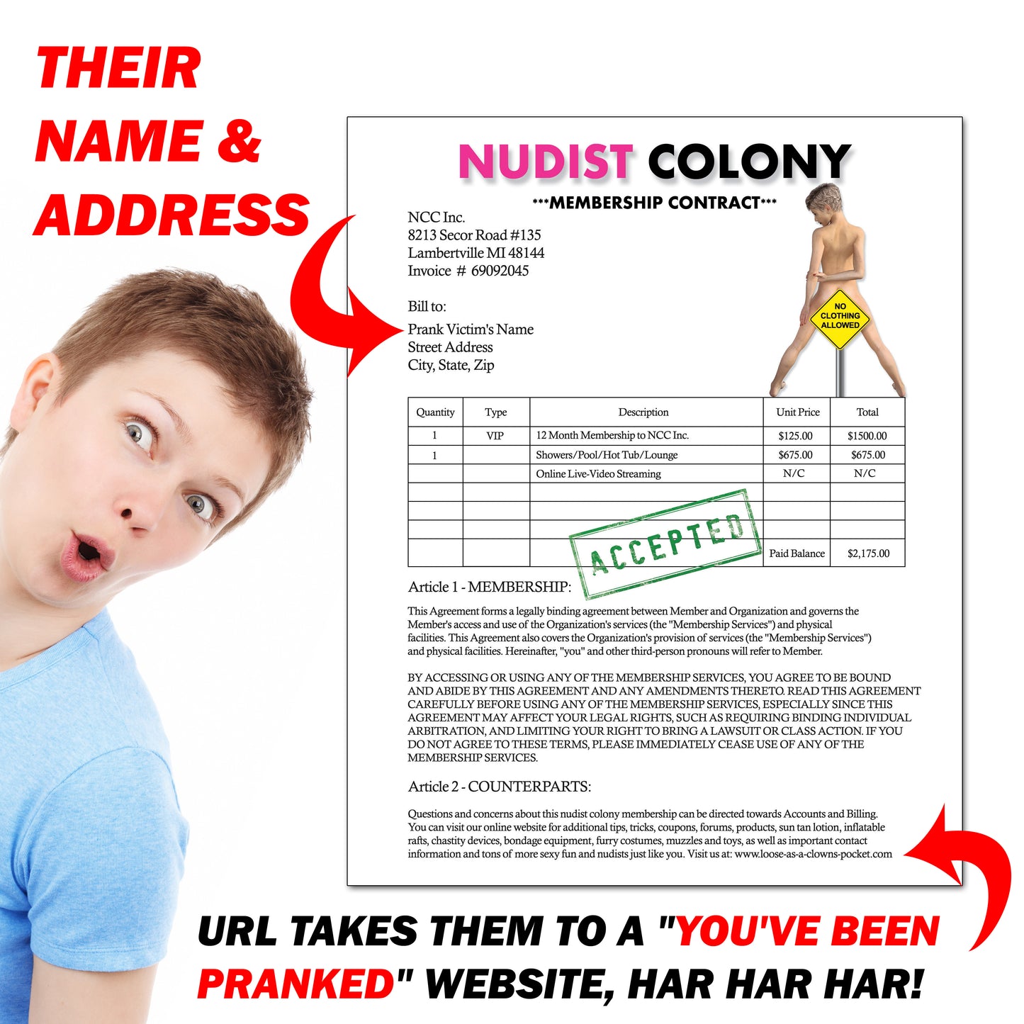 Nudist Colony Prank Letter