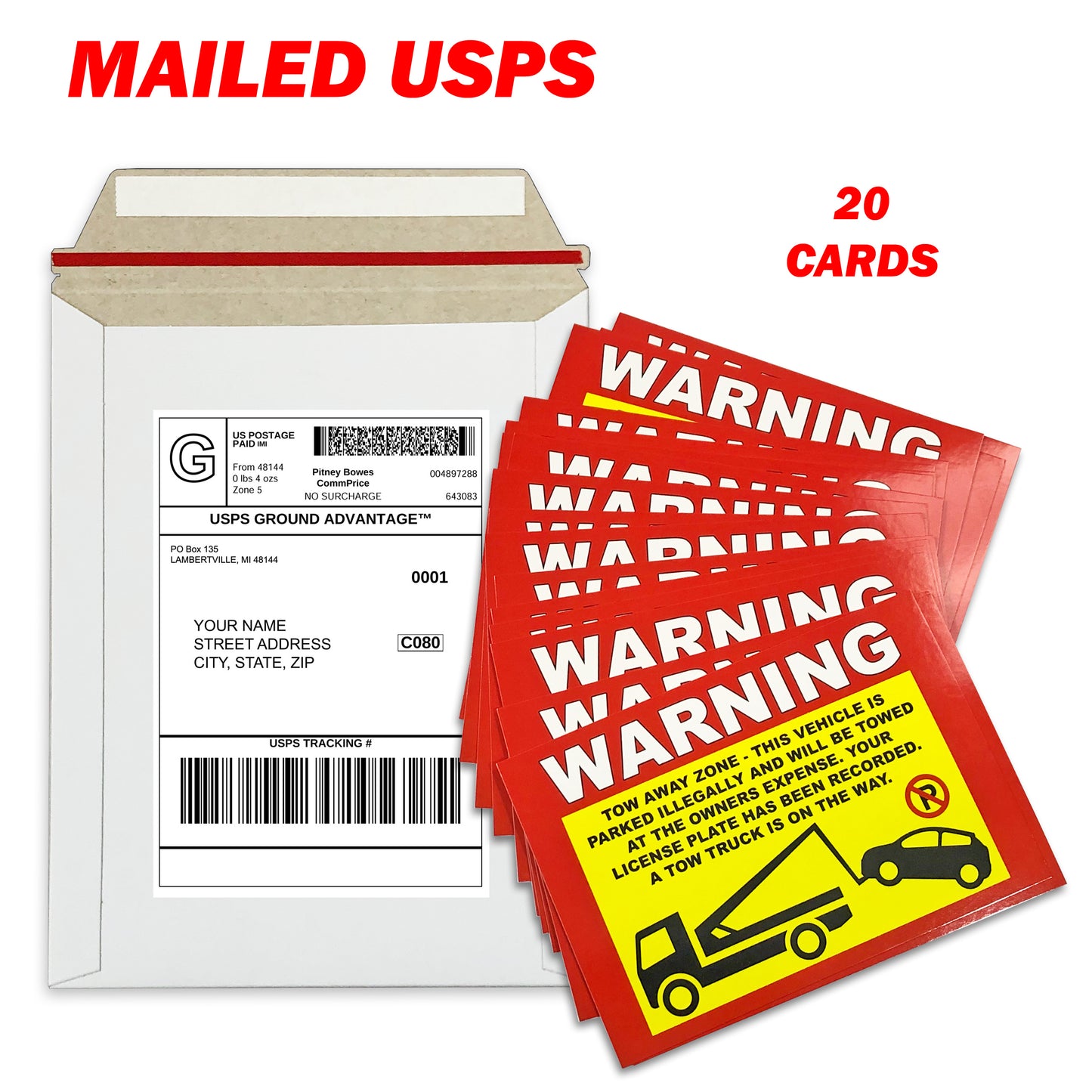 Prank Warning Tow Away Zone Parking Violation Cards 20 Pack
