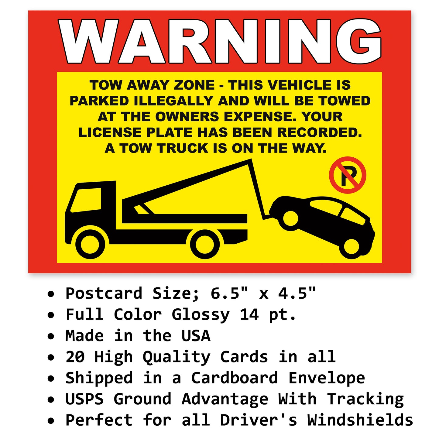 Prank Warning Tow Away Zone Parking Violation Cards 20 Pack