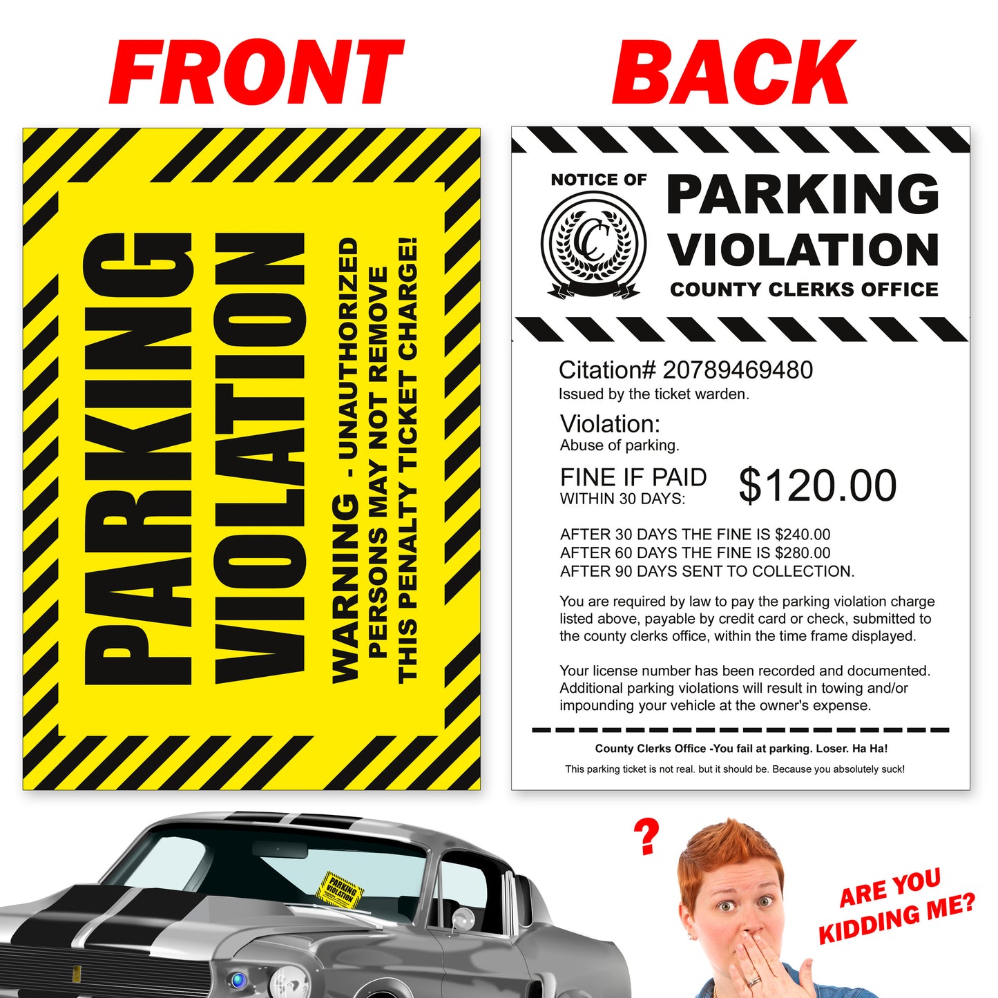 20 Prank Fake Parking Violation Cards