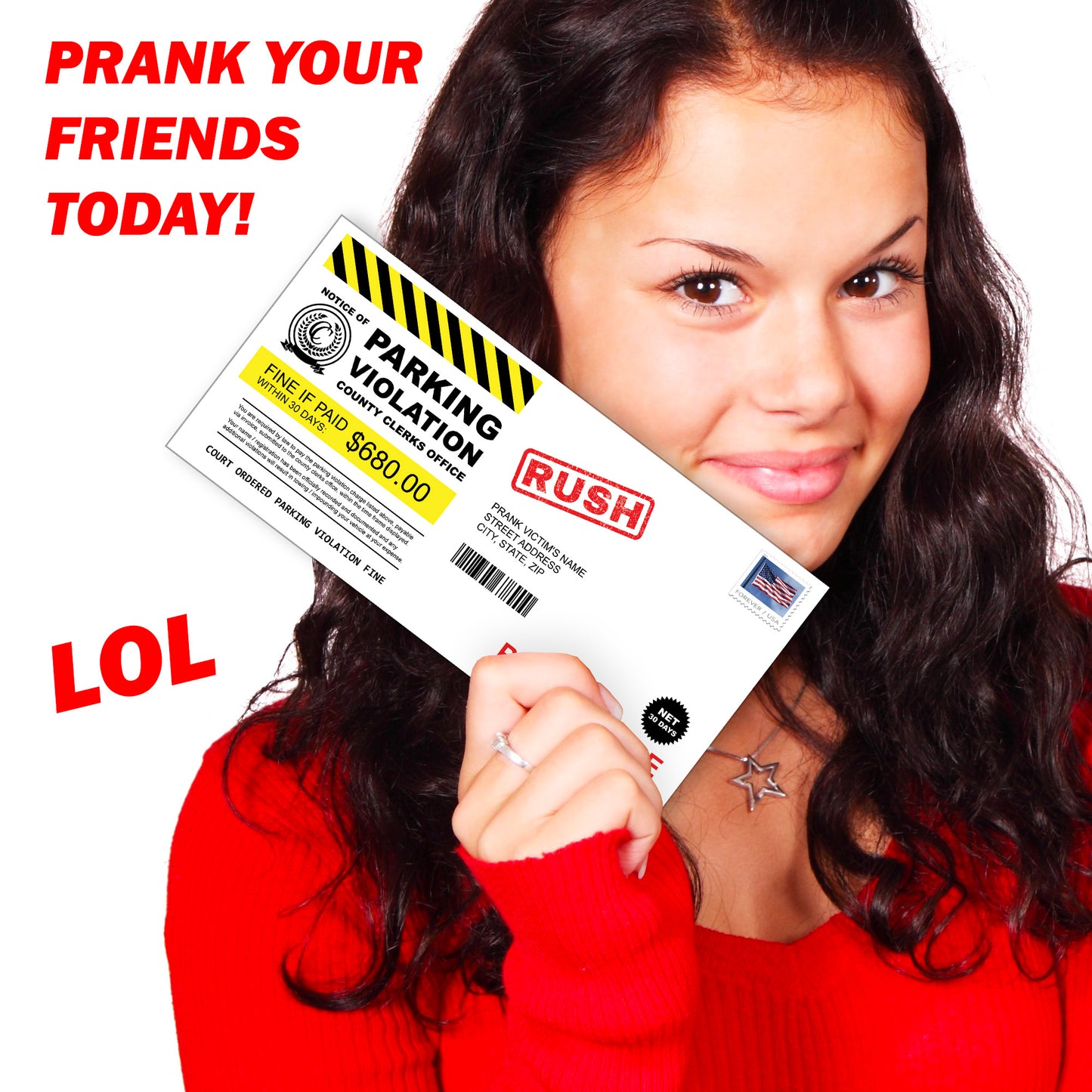 Parking Ticket Violation Prank Joke Mail Letter Sent 100% Anonymously