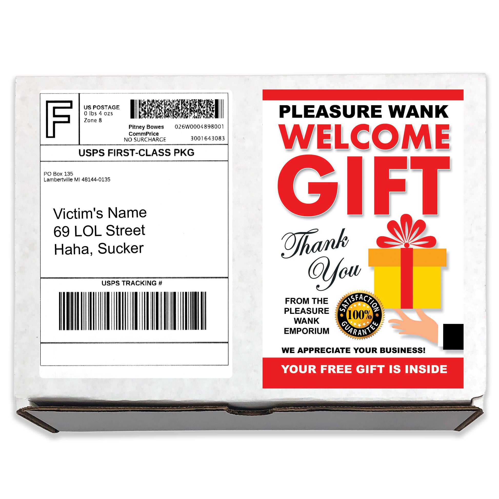 Pleasure Wank Welcome Gift Joke Box Prank