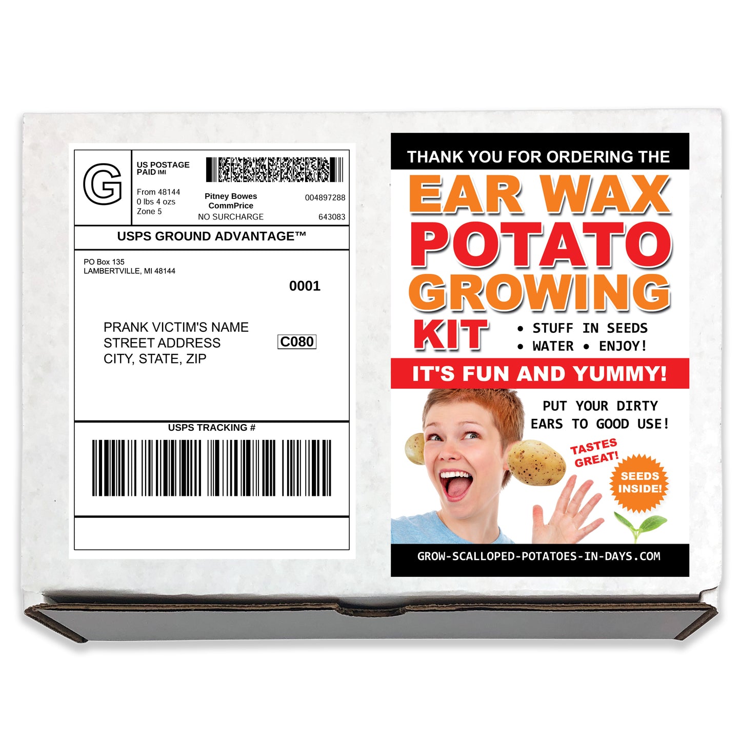 Ear Wax Potato Growing Kit Fake Prank Mail