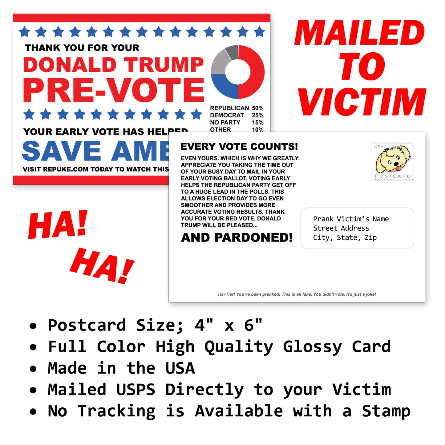 Donald Trump Pre-Vote Joke Party Funny Prank Postcard
