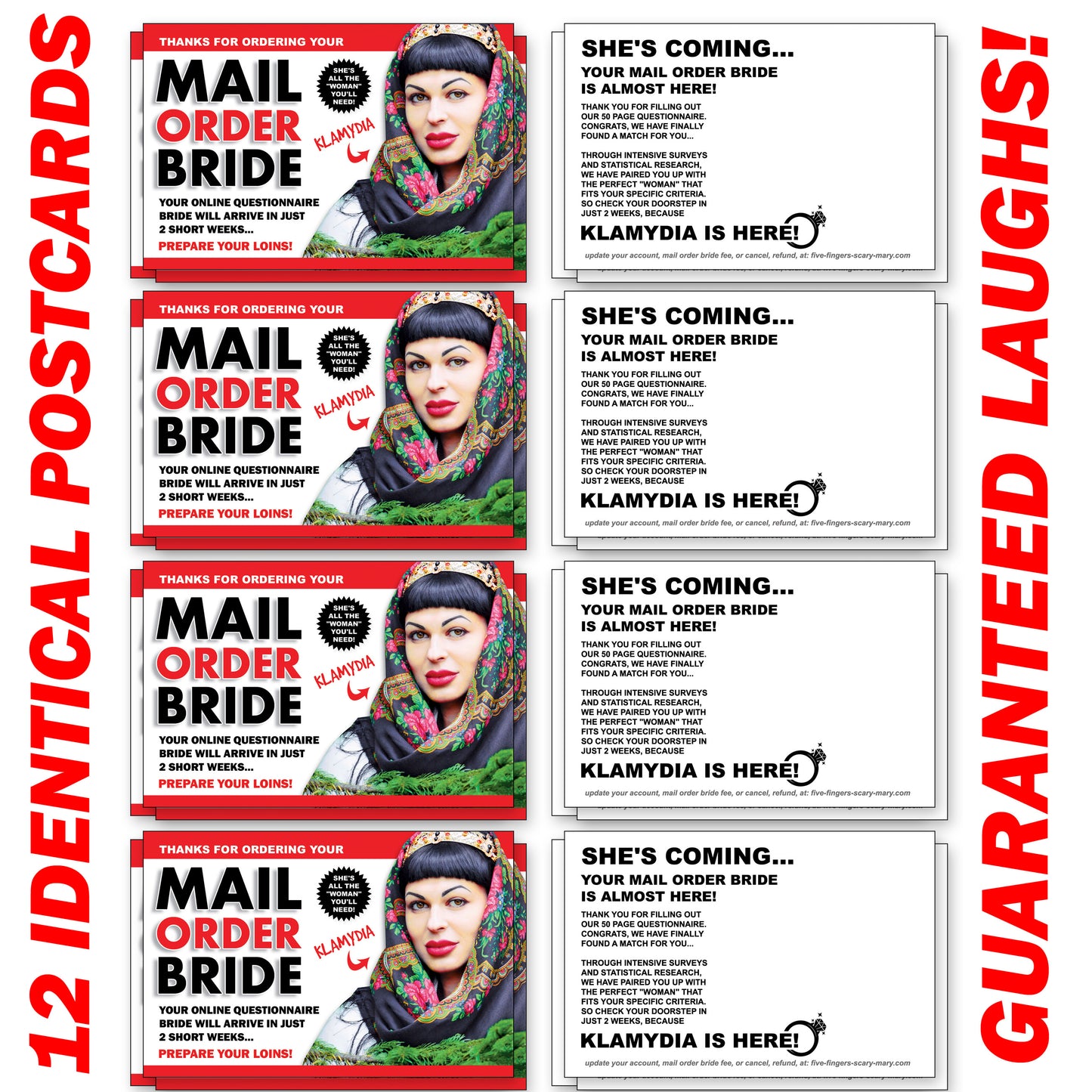 Mail Order Bride 12 Pack Prank Postcards