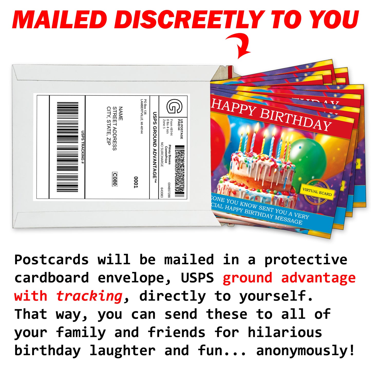 Happy Birthday 12 Pack Embarrassing Postcards