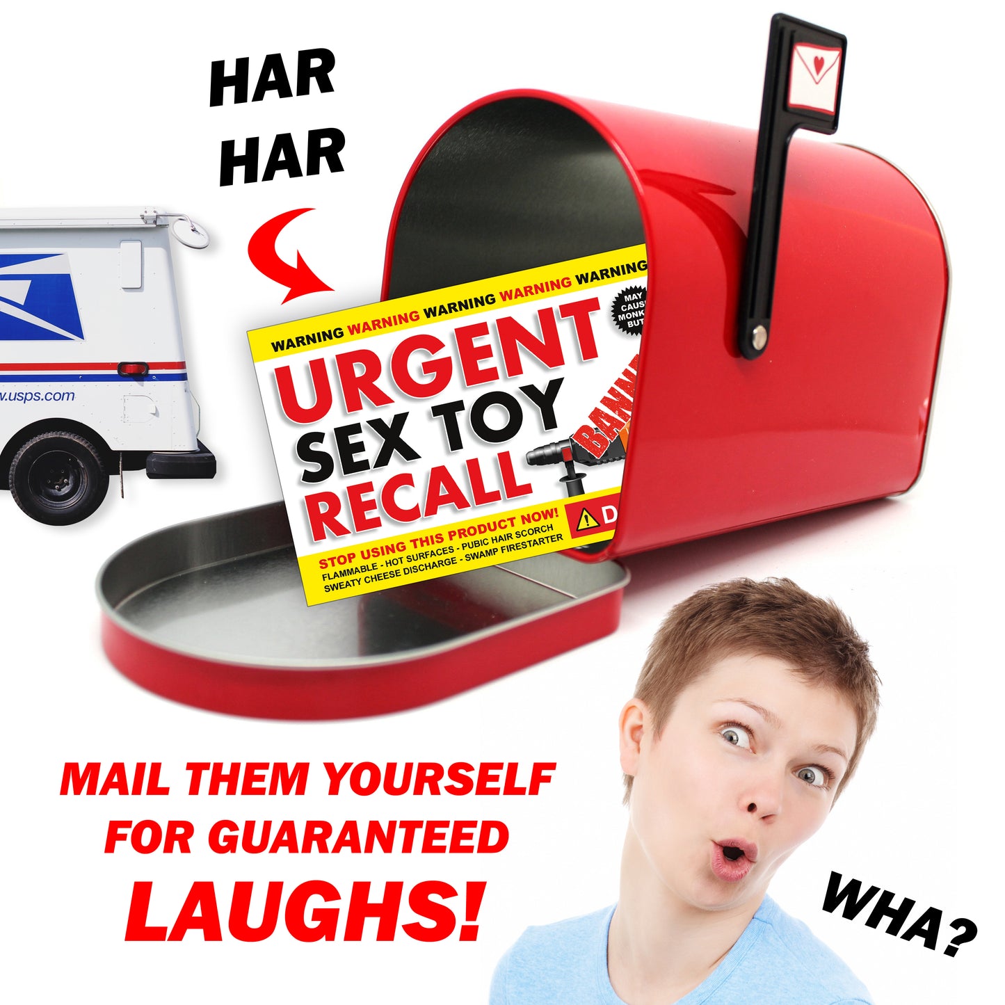 Urgent Sex Toy Recall Prank Postcards 12 Pack