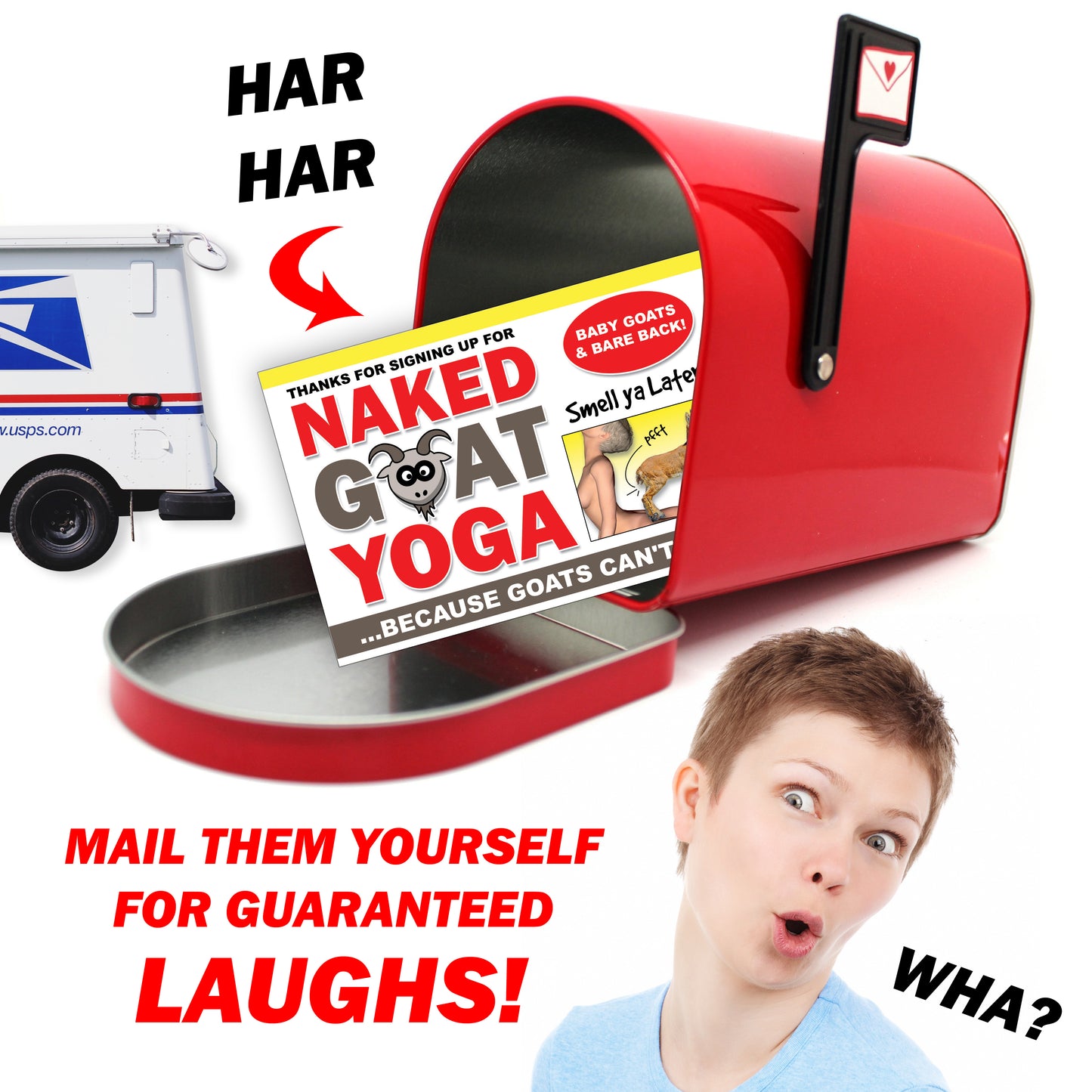Naked Goat Yoga 4 Pack Prank Postcards