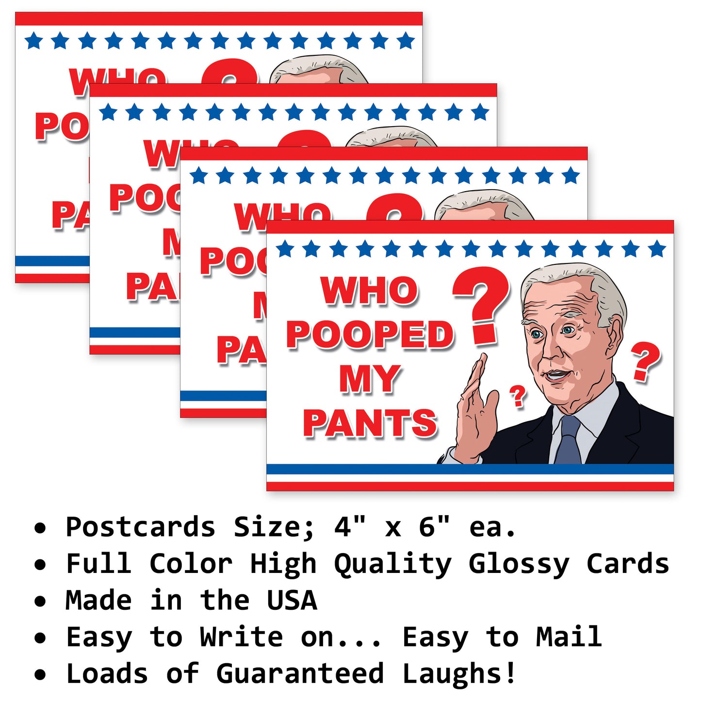 4 Pack Prank Biden Pooped Pants Postcards