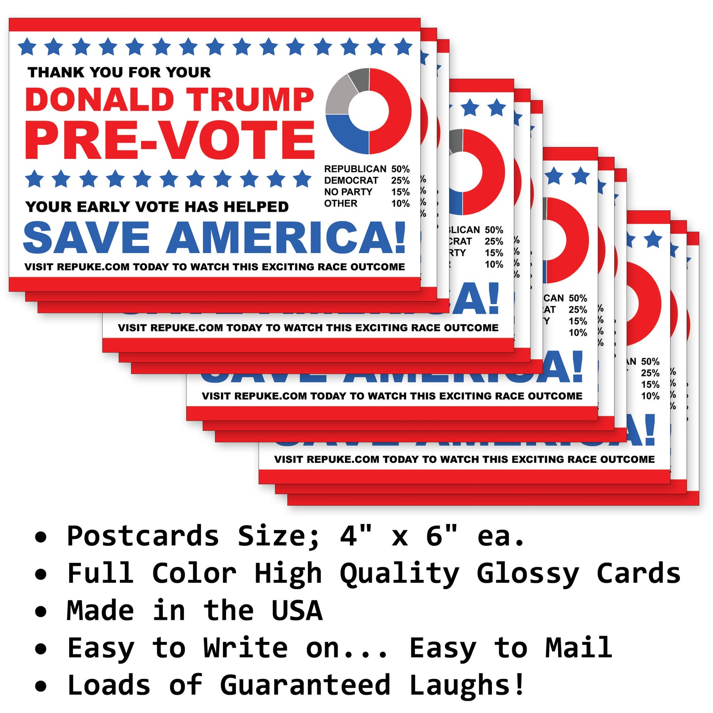 Donald Trump Pre-Vote Joke 12 Pack Prank Postcards