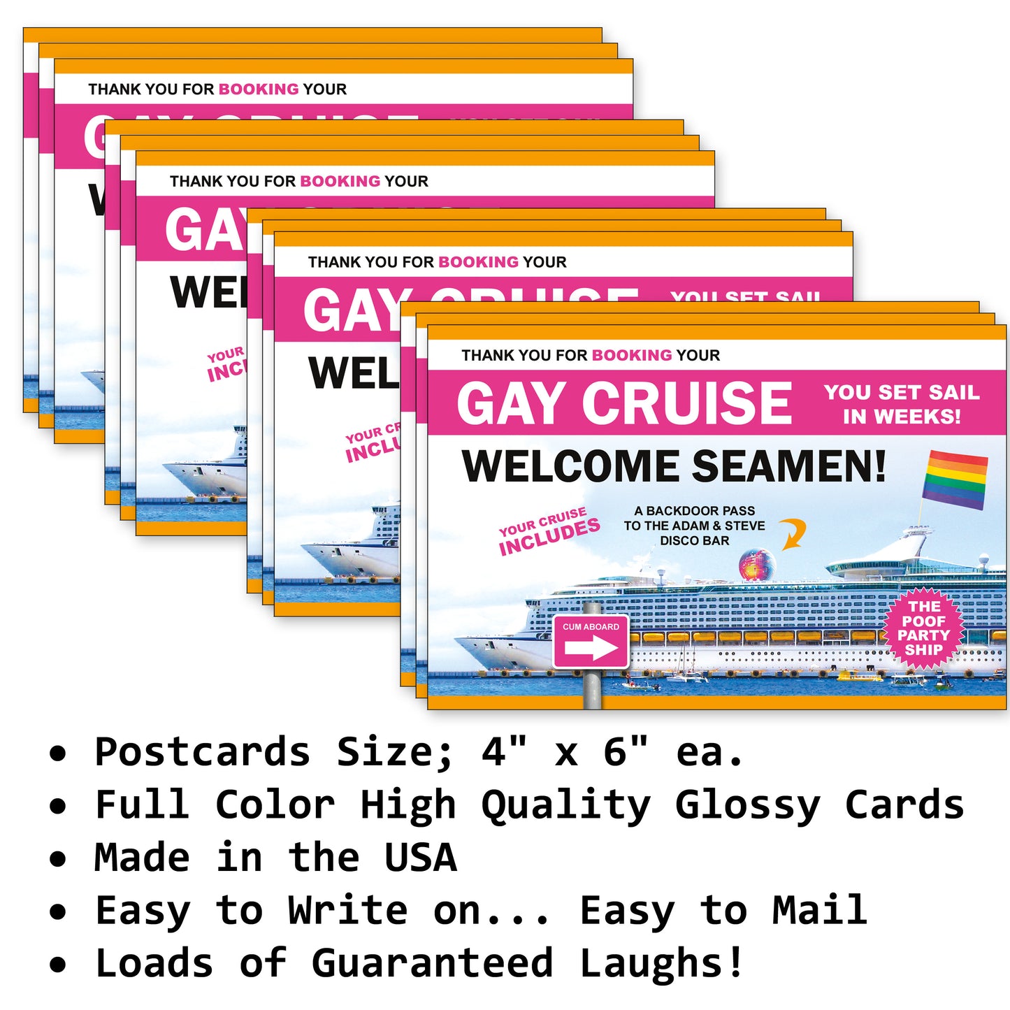 12 Pack Prank Gay Cruise Postcards