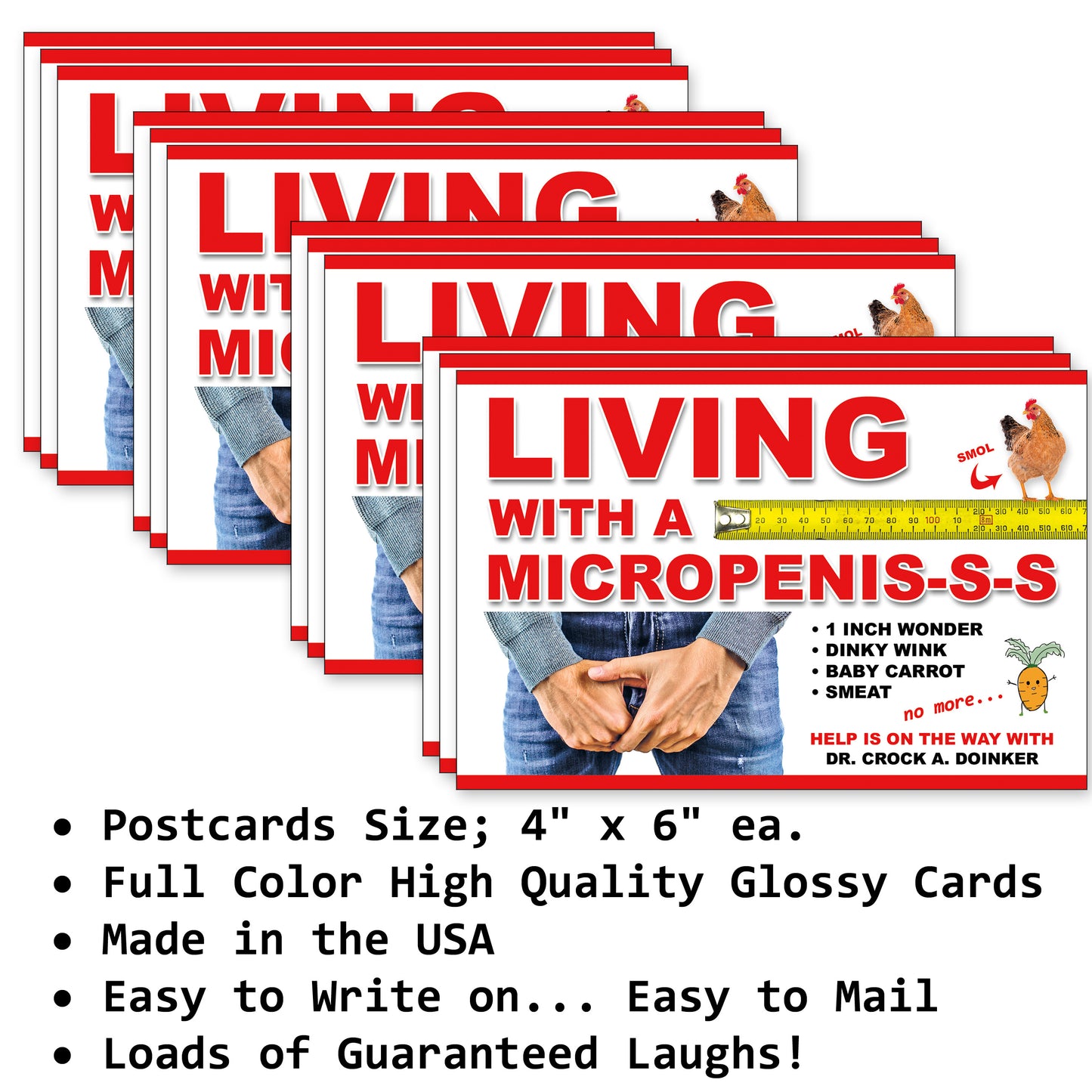12 Pack Prank Micropenis Postcards