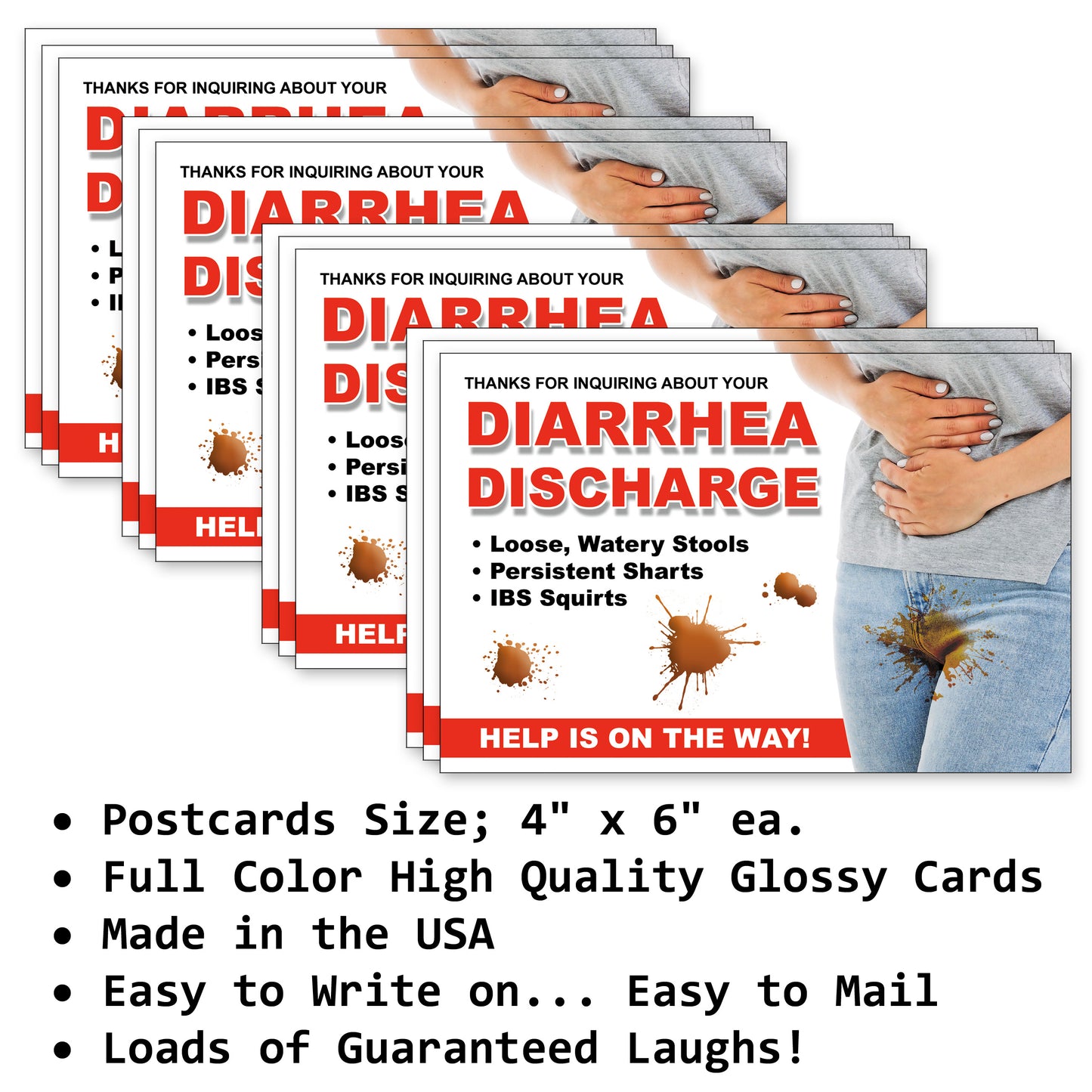 12 Pack Prank IBS Diarrhea Discharge Postcards