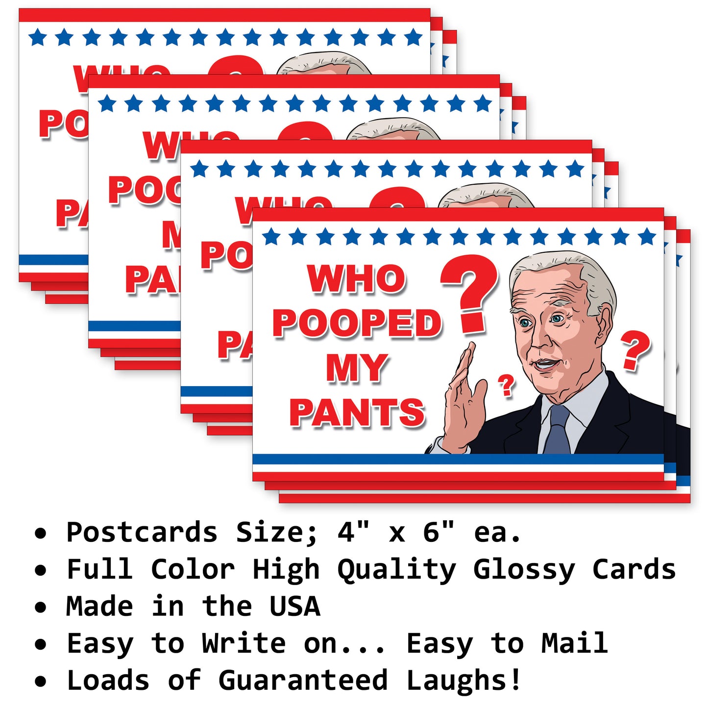 12 Pack Prank Joe Biden Who Pooped My Pants Party Postcards