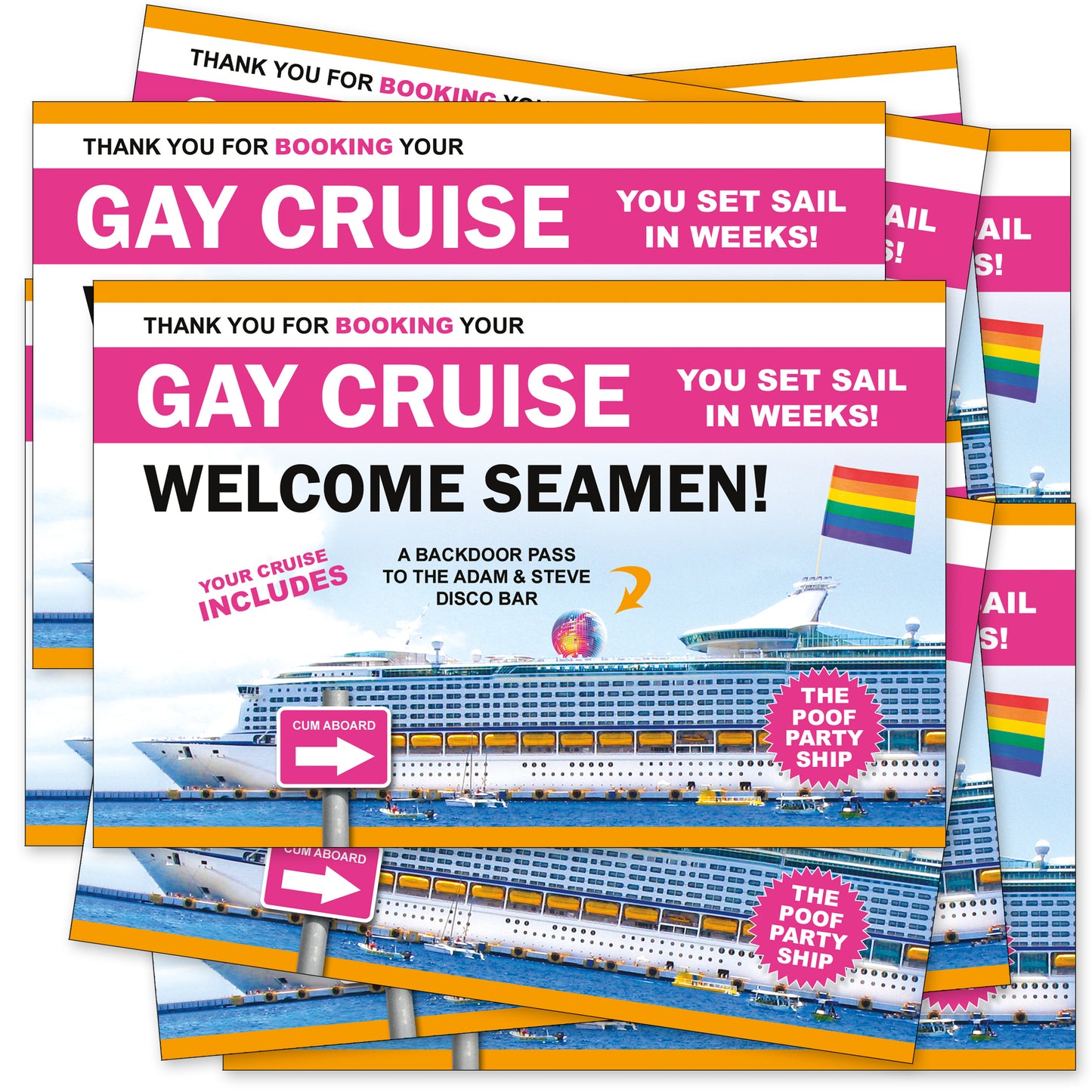 12 Pack Gay Cruise Prank Postcards