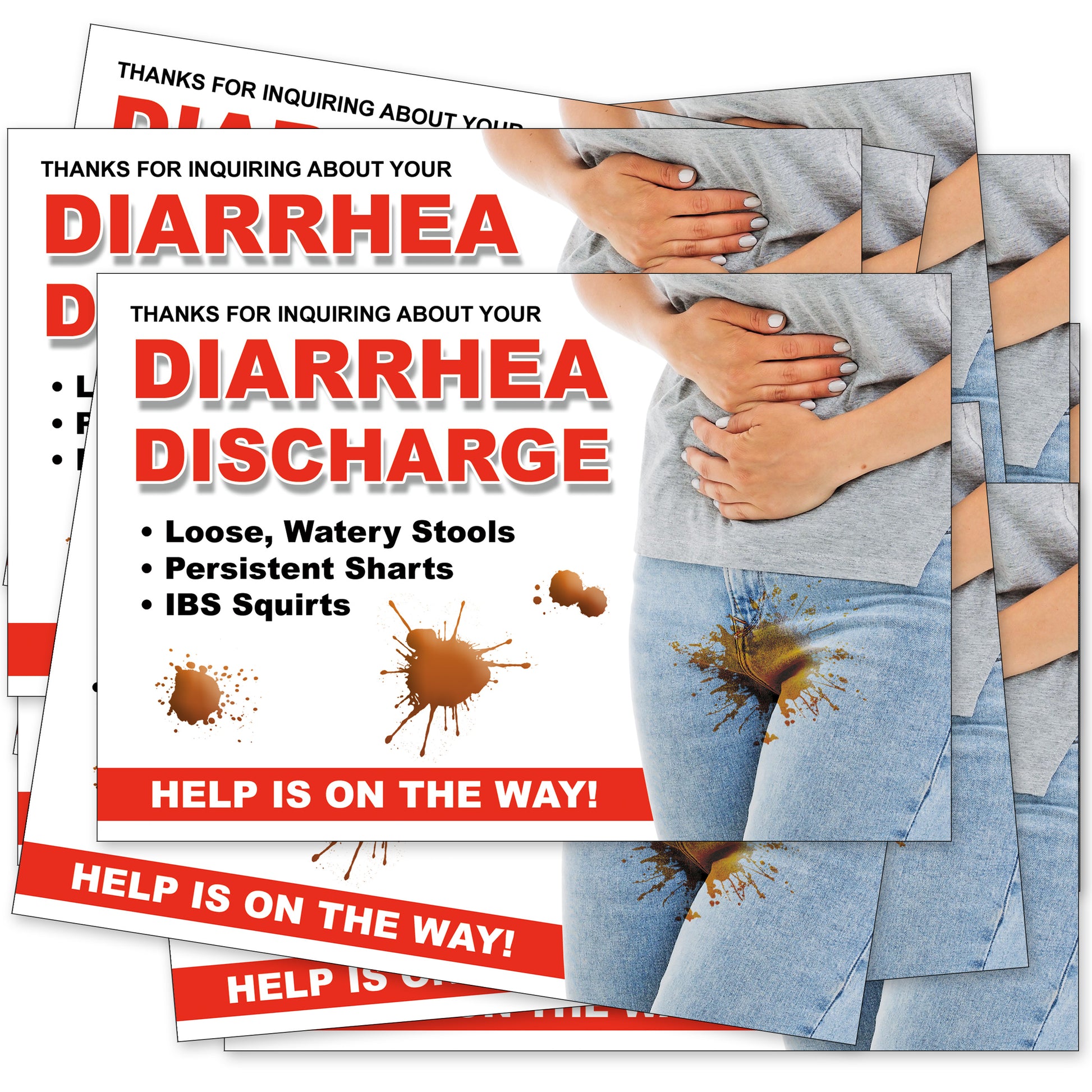 12 Pack Diarrhea Prank Postcards