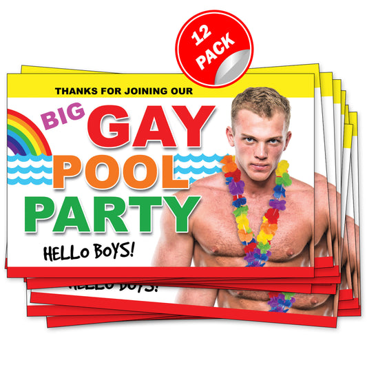 Big Gay Pool Party Prank Postcard Mailers