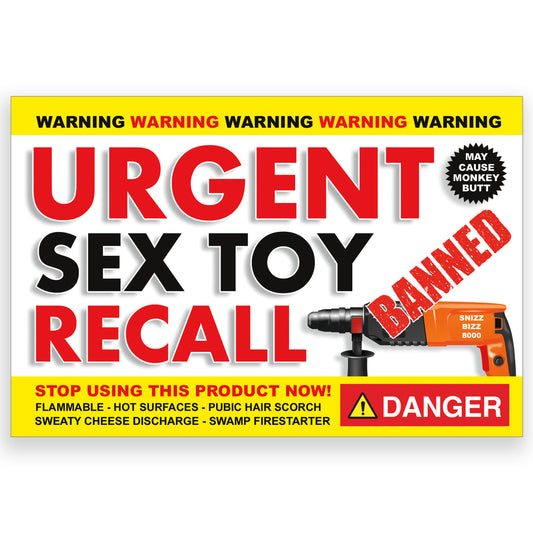 Sex Toy Recall Prank Postcard