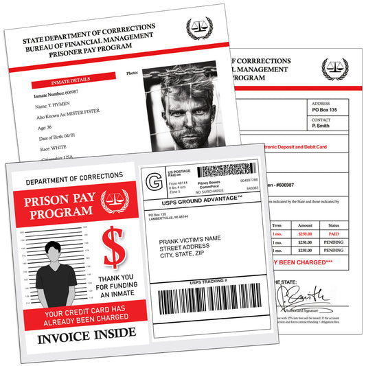 Fake Prison Pay Program Document Mail Prank