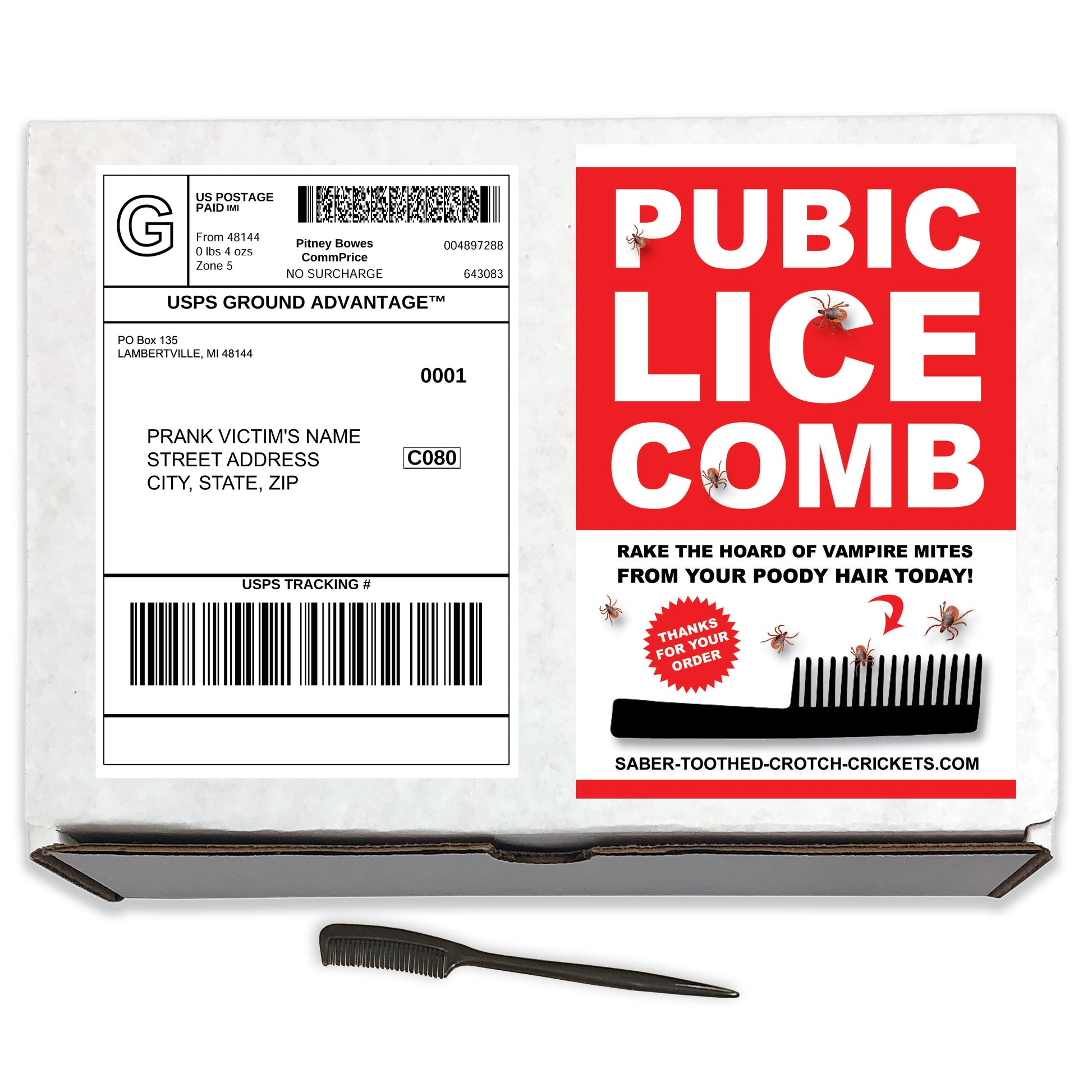 Pubic Lice Comb Prank Mail