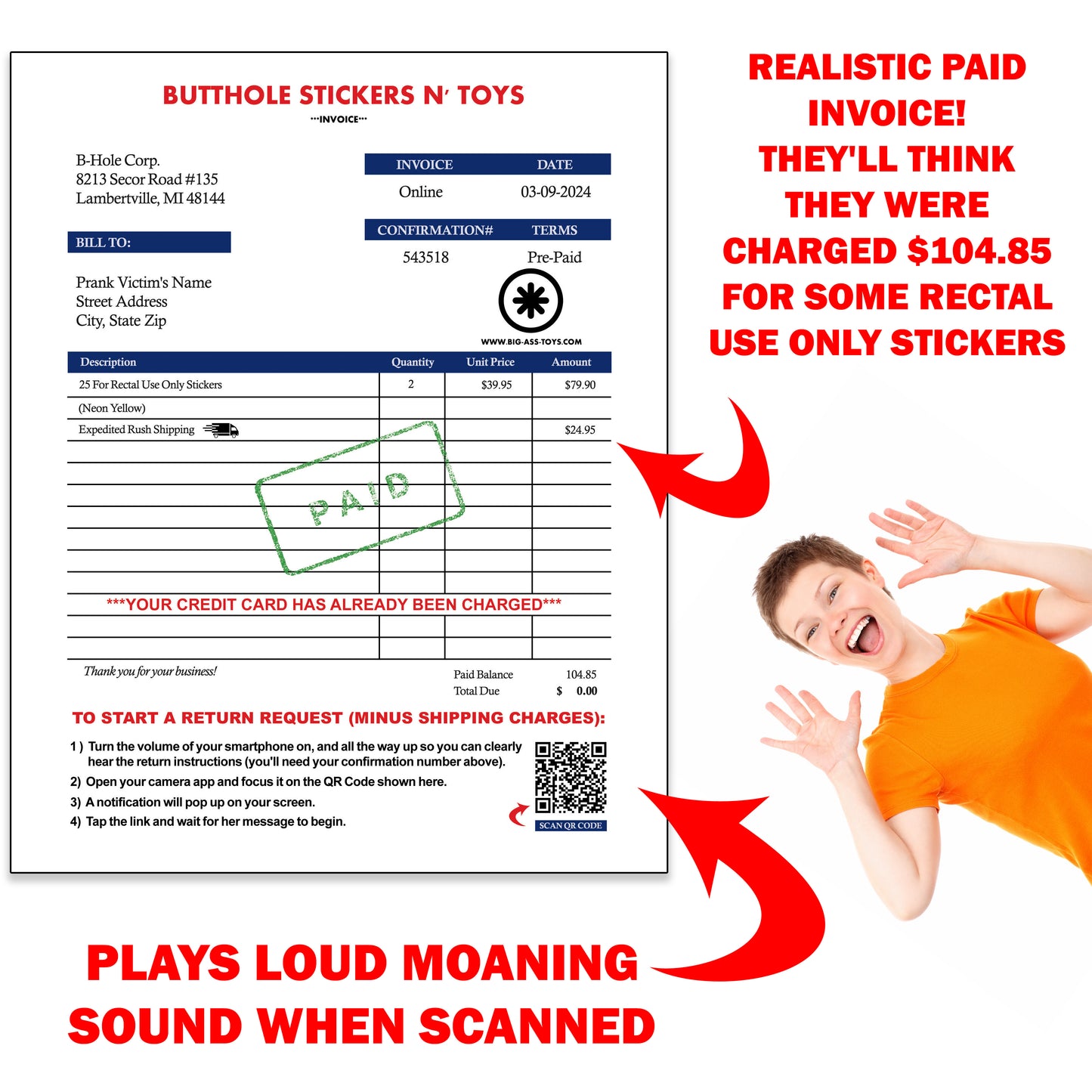 For Rectal Use Only Stickers Mail Prank; 4 Pranks in 1