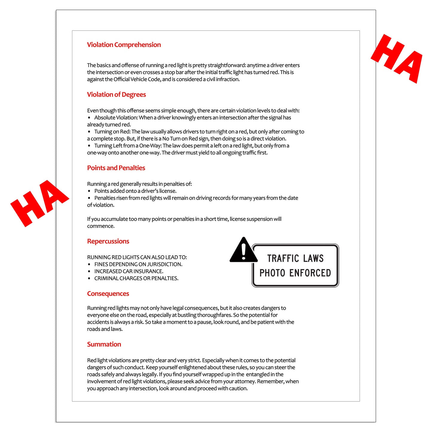 Red Light Ticket Fake Document Prank Mail