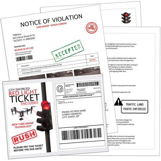 Red Light Fake Ticket Prank Mail