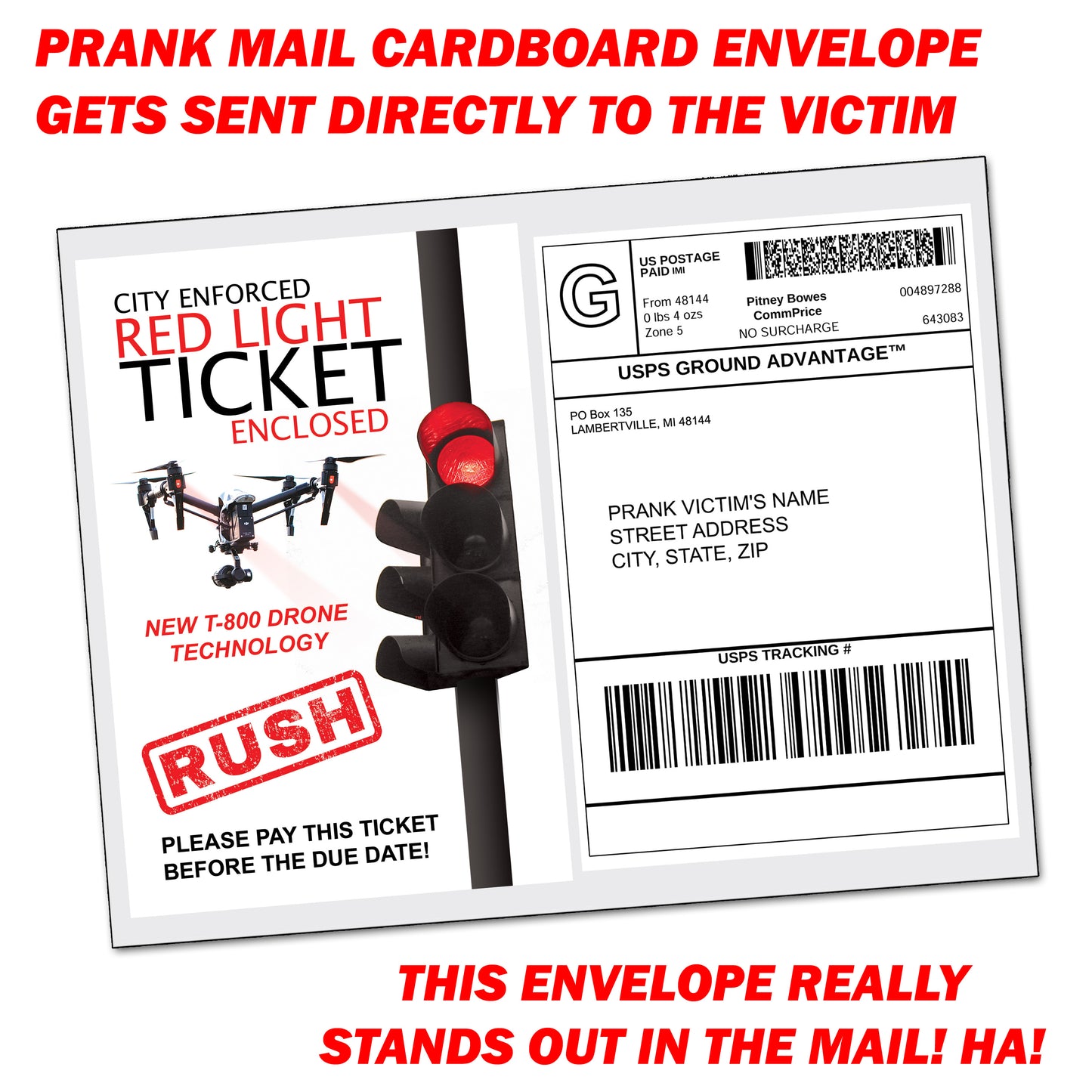 Red Light Ticket Fake Document Prank Mail
