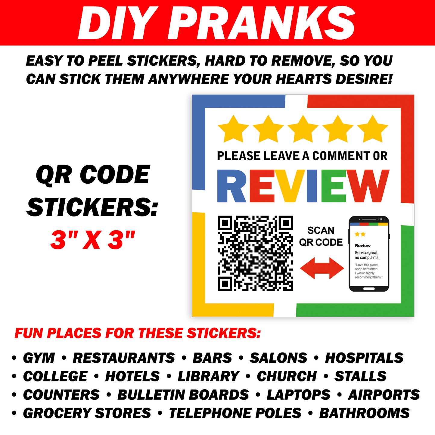 Funny QR Code Review Prank Stickers - Monkey Middle Finger!