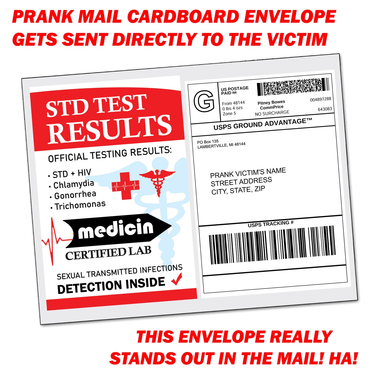 STD Notice Report Fake Prank Mail Gag Gift for Revenge!