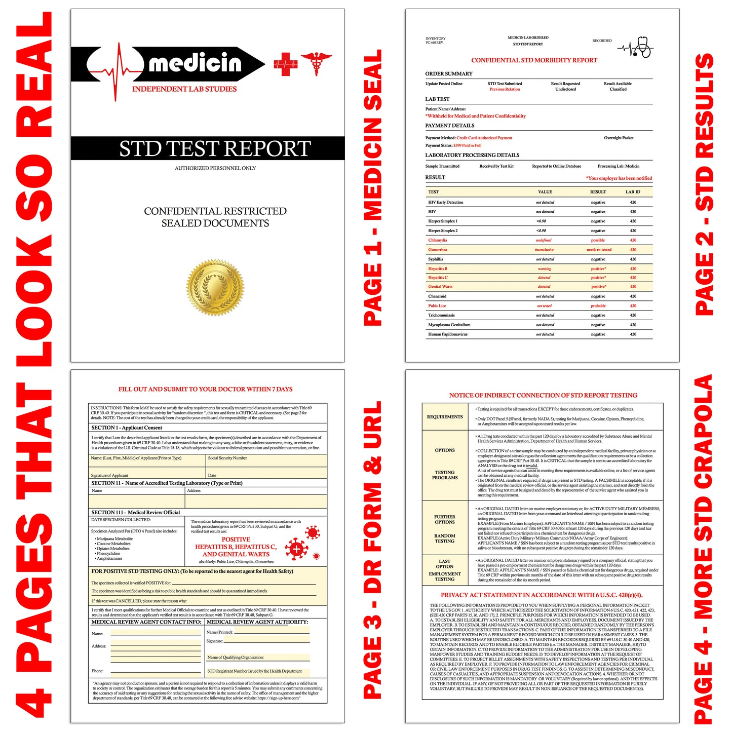 STD Notice Report Fake Prank Mail Gag Gift for Revenge!