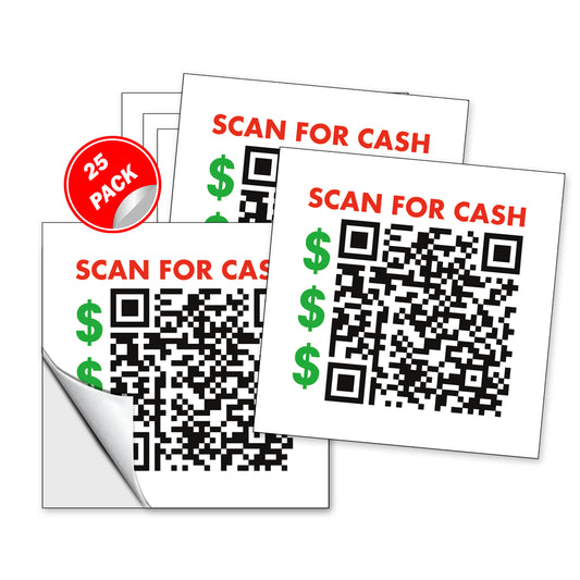 25 QTY Woman Orgasm QR Code Cash Prank Stickers!