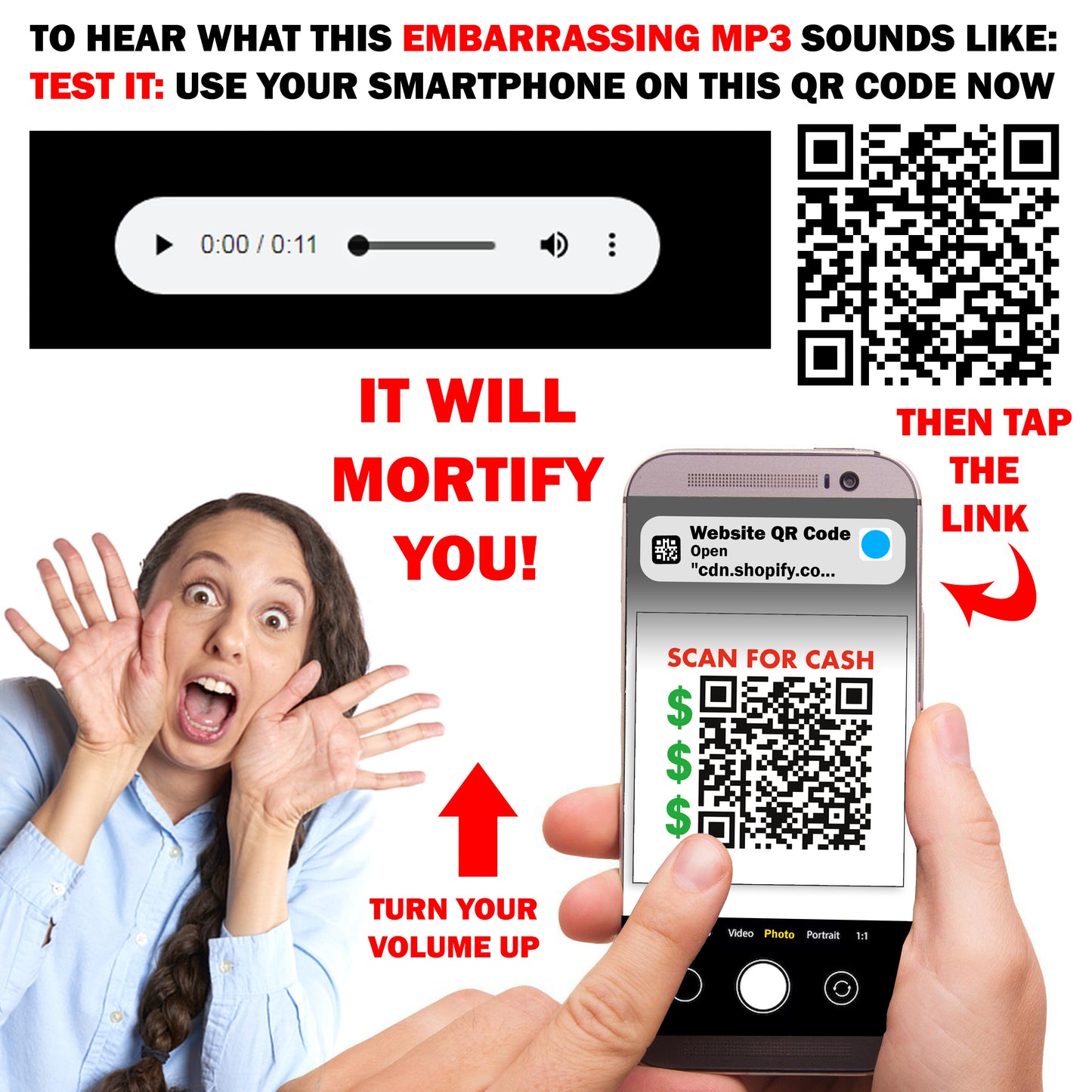 25 QTY Woman Orgasm QR Code Cash Prank Stickers!
