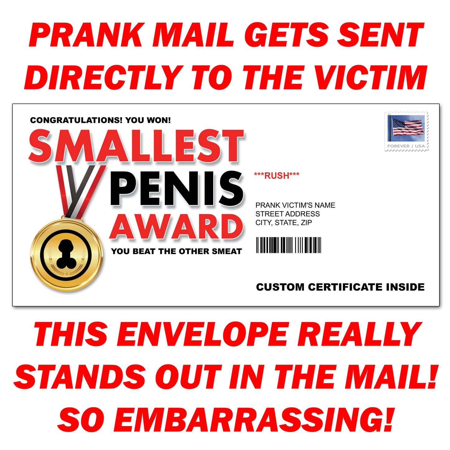 The Smallest Penis Certificate Award Prank Mail Letter