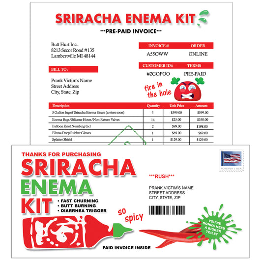 Sriracha Enema Kit Prank Mail Gag