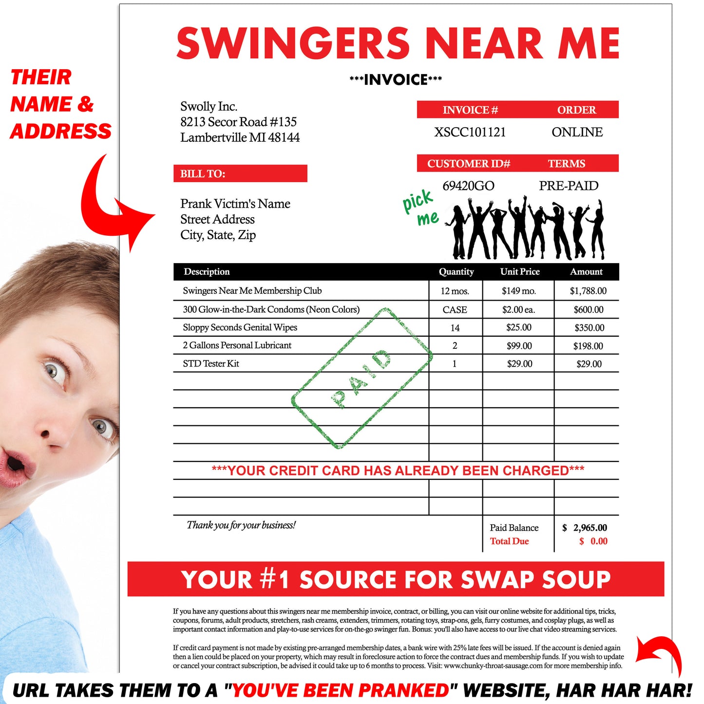 Swingers Near Me Fake Document Prank Mail Packet