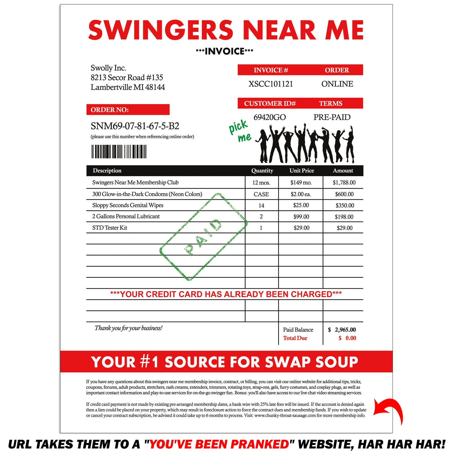 Swingers Near Me Fake Document Prank Mail Packet