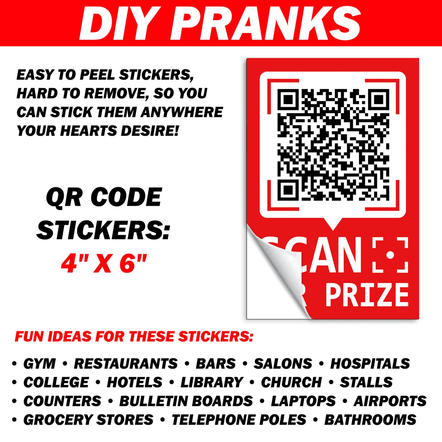 Show Me Them Tiddies QR Code Prank Prize Stickers - 15 QTY