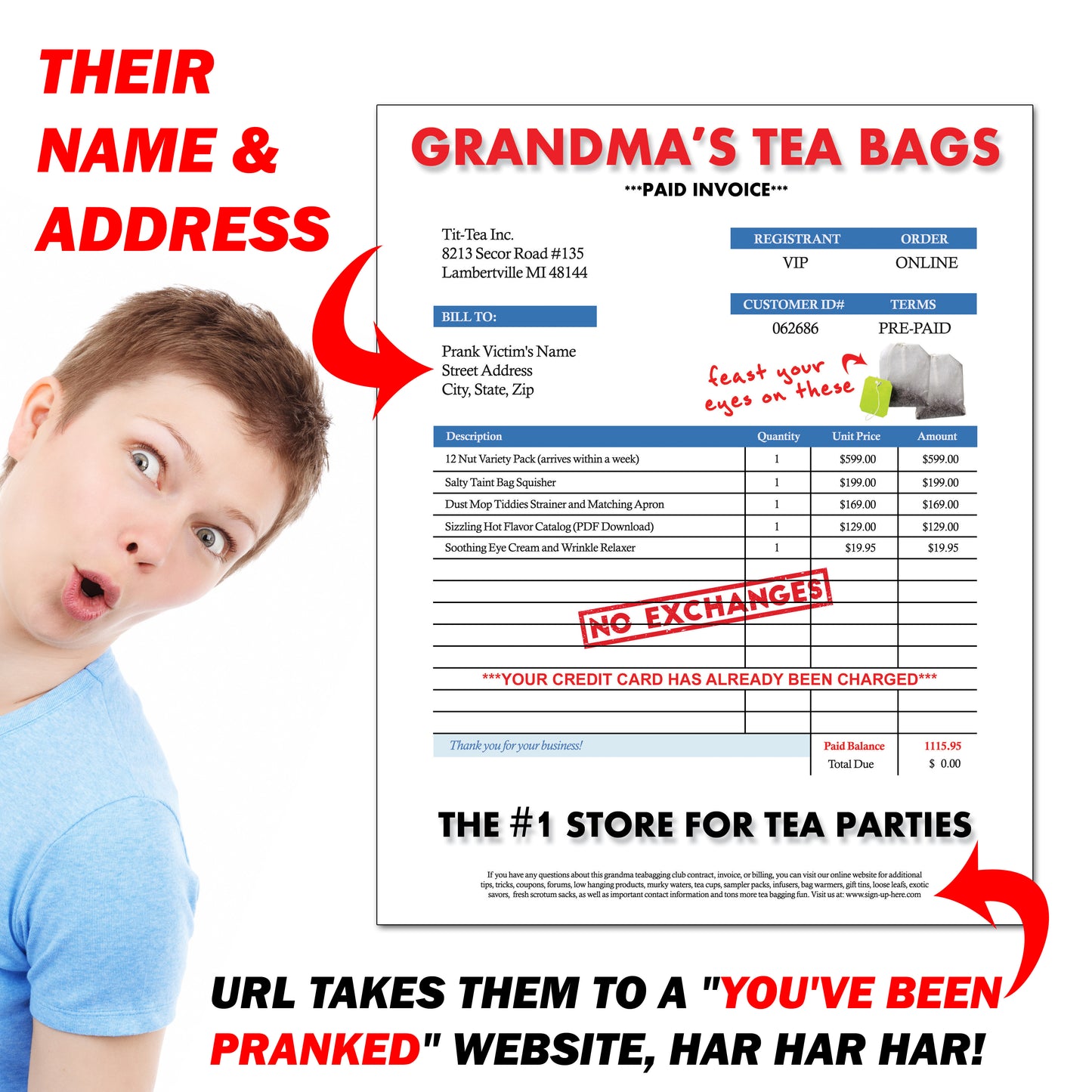 Prank - Tea Bagging Grandma Pics Mail Prank Letter