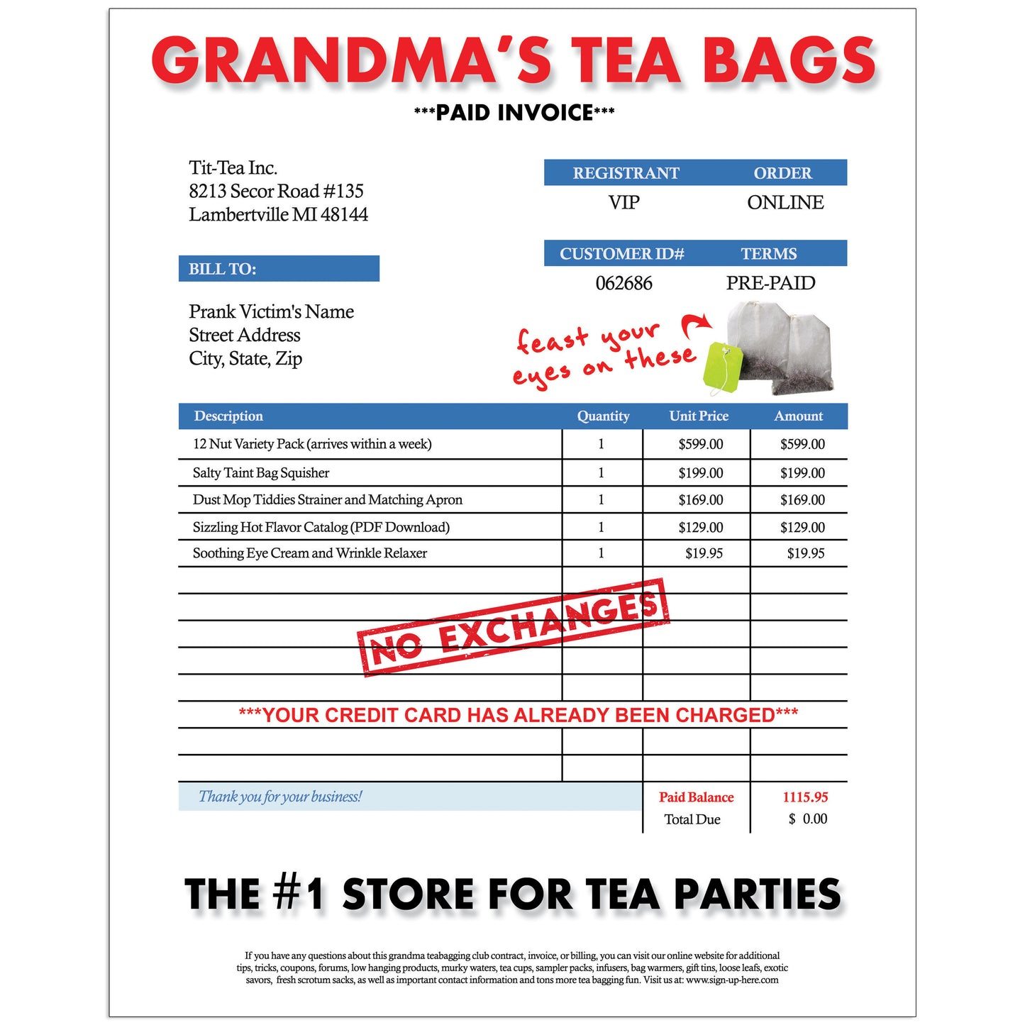 Prank - Tea Bagging Grandma Pics Mail Prank Letter