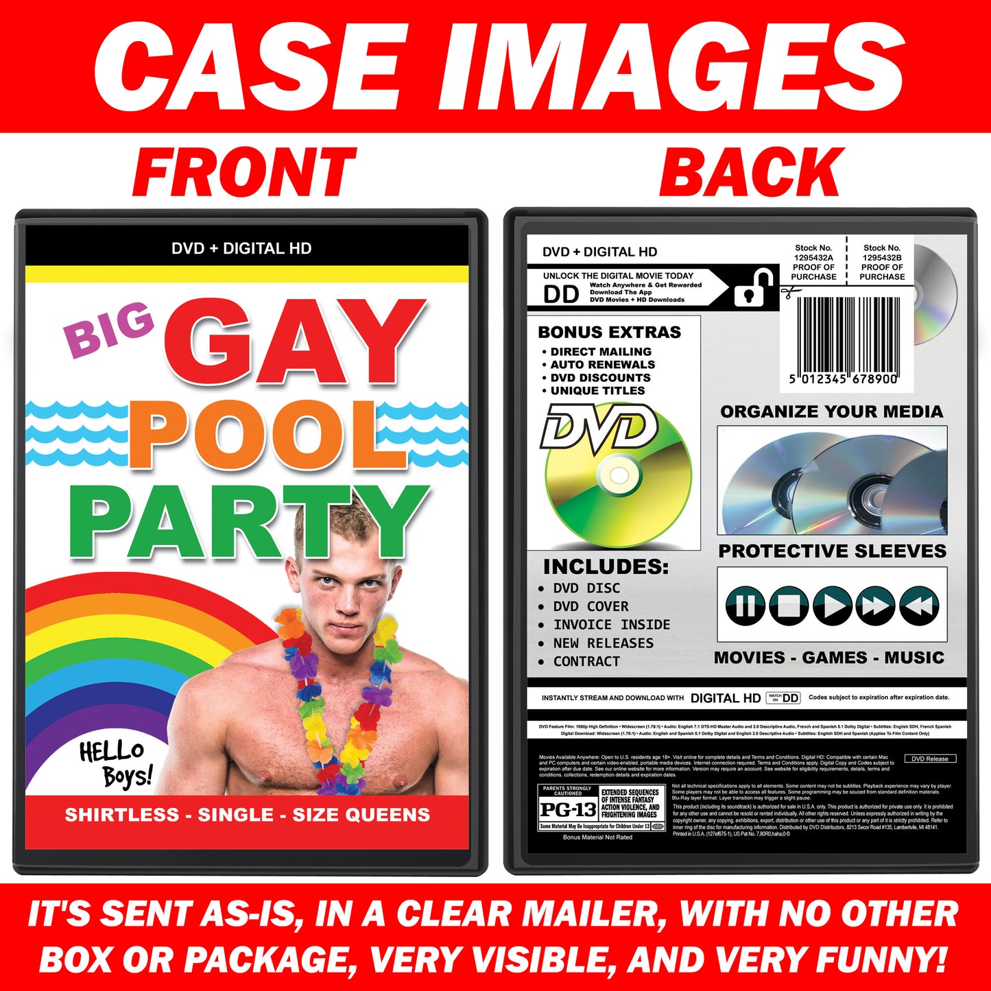 Big Gay Pool Party DVD Invoice Prank Mail Joke Gift