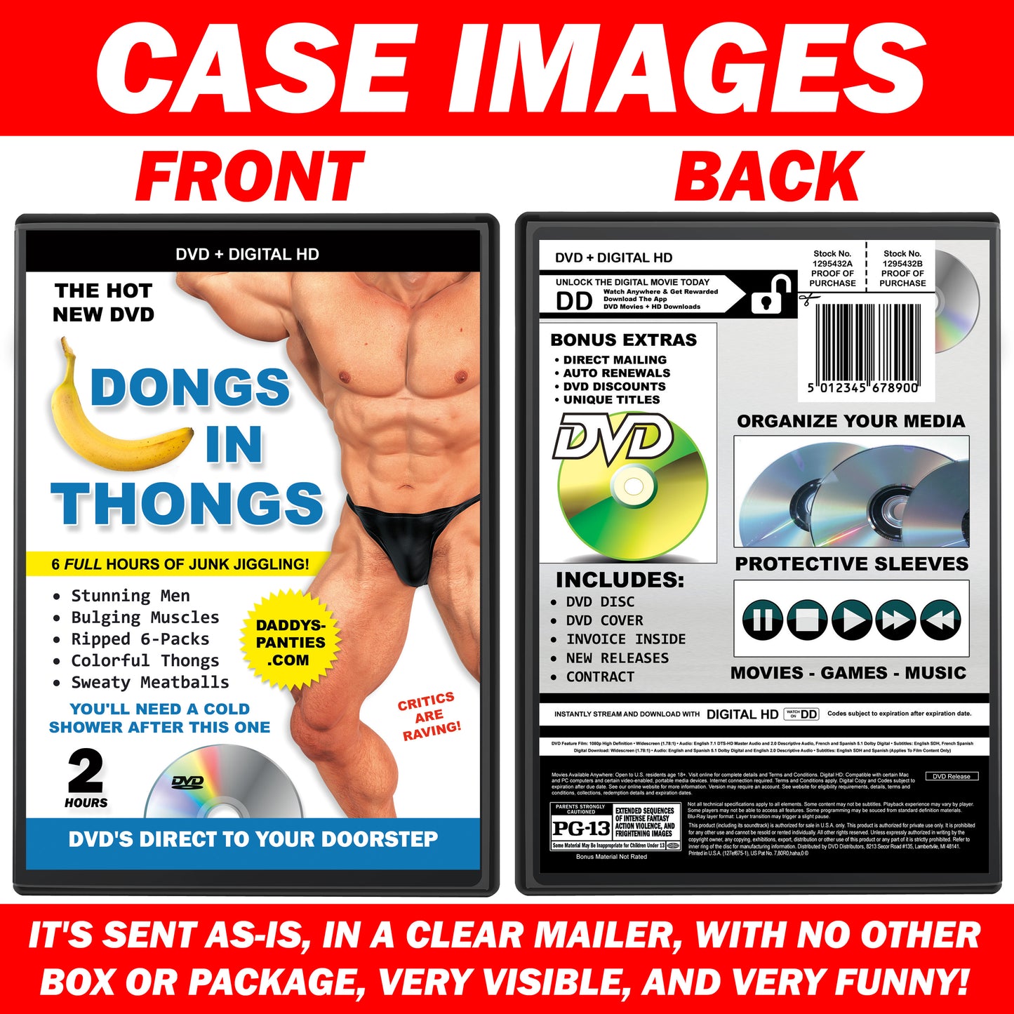 Dongs in Thongs Fake DVD Prank Mail Joke Gift