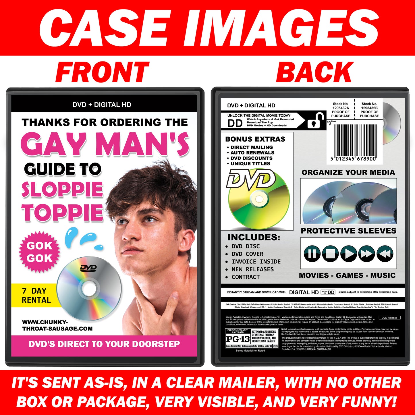Gay Man's Guide to Sloppie Toppie Fake DVD Prank Mail Joke Gift