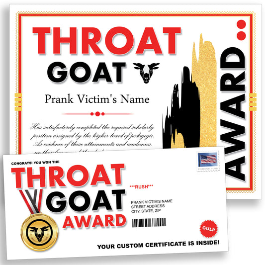 Throat Goat Award Prank Mail