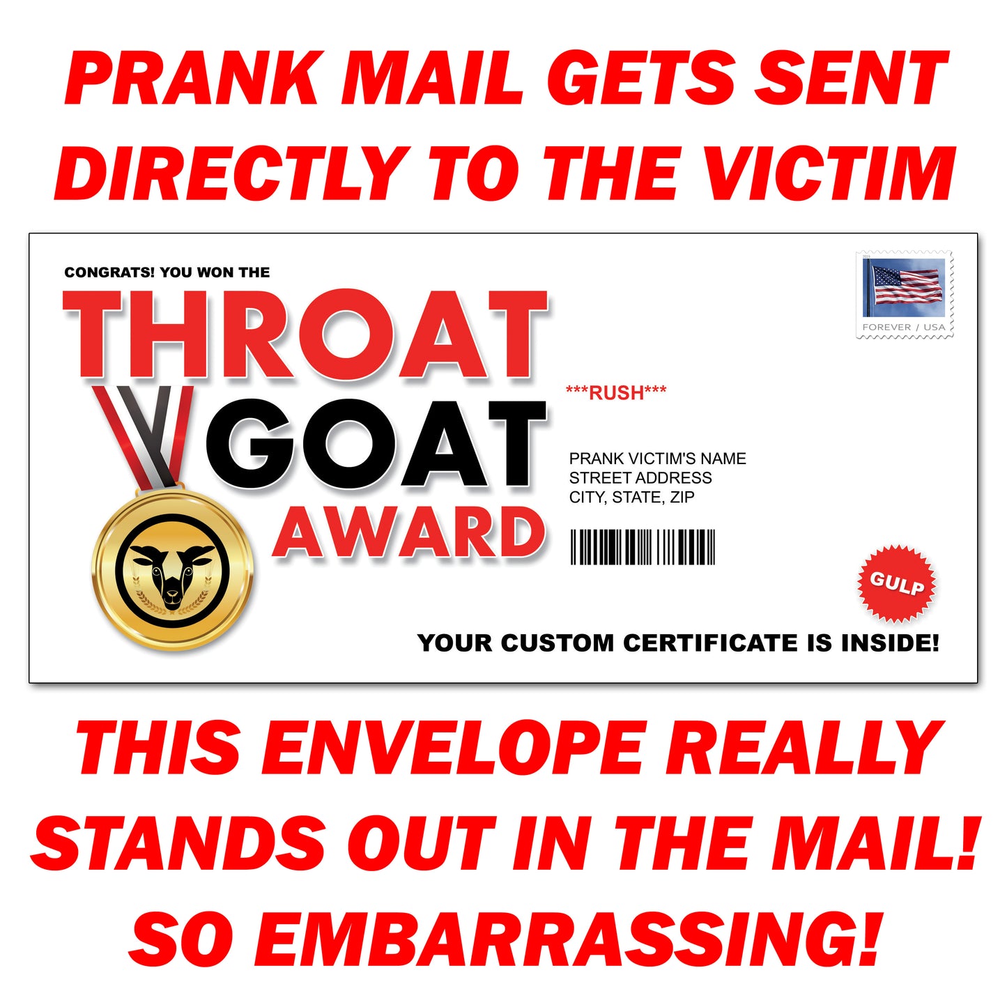 Throat Goat Certificate Award Prank Mail Letter